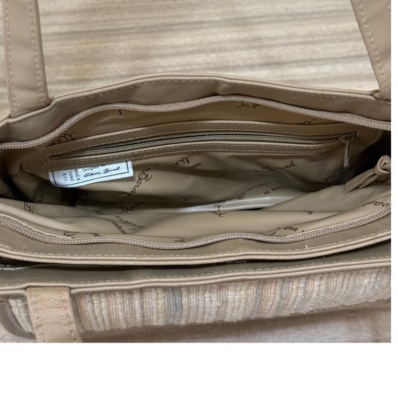 Valerie Barad Purse Women Taupe Beige Tapestry Pocketbook Shoulder Bag Retro - Picture 5 of 9